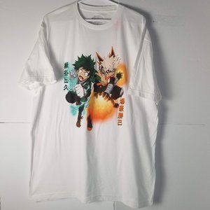 My Hero Academia Deku & Bakugo Men's Anime T-shirt Tee Funimation XL White